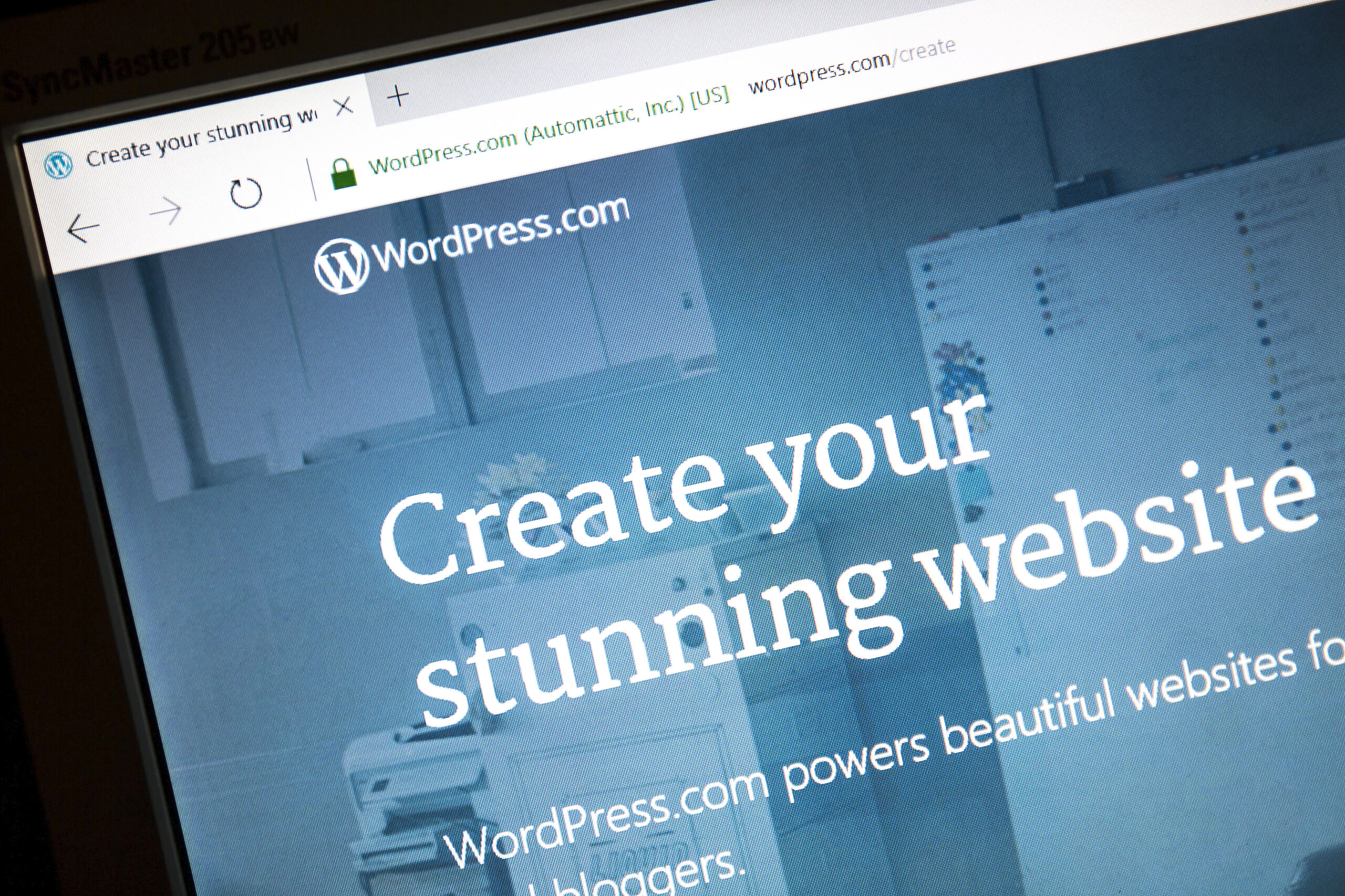 WordPress website on a computer screen